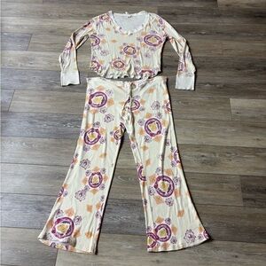 Scanty Pajama Set L Cotton Waffle Knit Buddha Mandala Lotus Hippie Boho Lounge